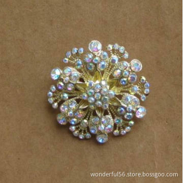 beautiful diamond floral gold rhinestone brooch
